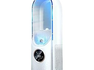 Small Evaporative Air Cooler and Humidifier Mini USB Portable Cooler Air Conditioning Fan Humidifier Misting Fan Quiet Powerful Bladeless Fan for Bedroom