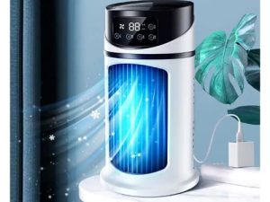 Kaadlawon Air Conditioning Fan Portable Small Electric Fan Desktop Air Cooler Timer and Remote USB Multi-Functionfor Indoor