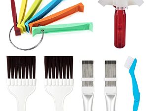 Yishem 7 Pcs Air Conditioner Fin Cleaner Set Air Conditioner Condenser Fin Comb Straightener Comb Fin Cleaning Brush Refrigerator Coil Cleaning Whisk Brush Metal Fin Evaporator Radiator Repair Tool