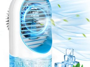 ZUZUOZ Portable Air Conditioner Fan Personal Air Cooler with 3 Speeds Wind and 7 Color LED Light Small Evaporative Cooling Fan Mini Humidifier Misting Fan for Bedroom