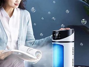 Portable Air Cooler Fan Personal USB Air Conditioner Fan RGB Colorful Light 5 Mode Wind Multi-Function Timing Air Conditioning Fan Home Dormitory Office Desktop