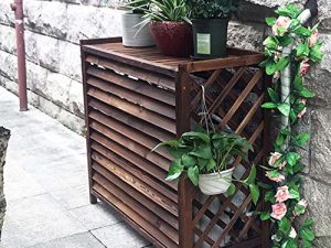 Aigoss Solid Wood Grid Air Conditioning Unit Cover Flower Stand
